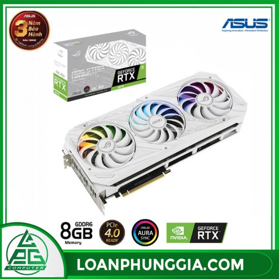 Card màn hình Asus ROG Strix GeForce RTX 3070 Gaming OC White (ROG-STRIX-RTX3070-O8G-White)