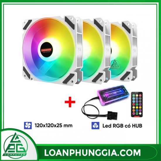 Fan-LED-CoolMoon-Y2 + Hub 16 Triệu Màu ( White )